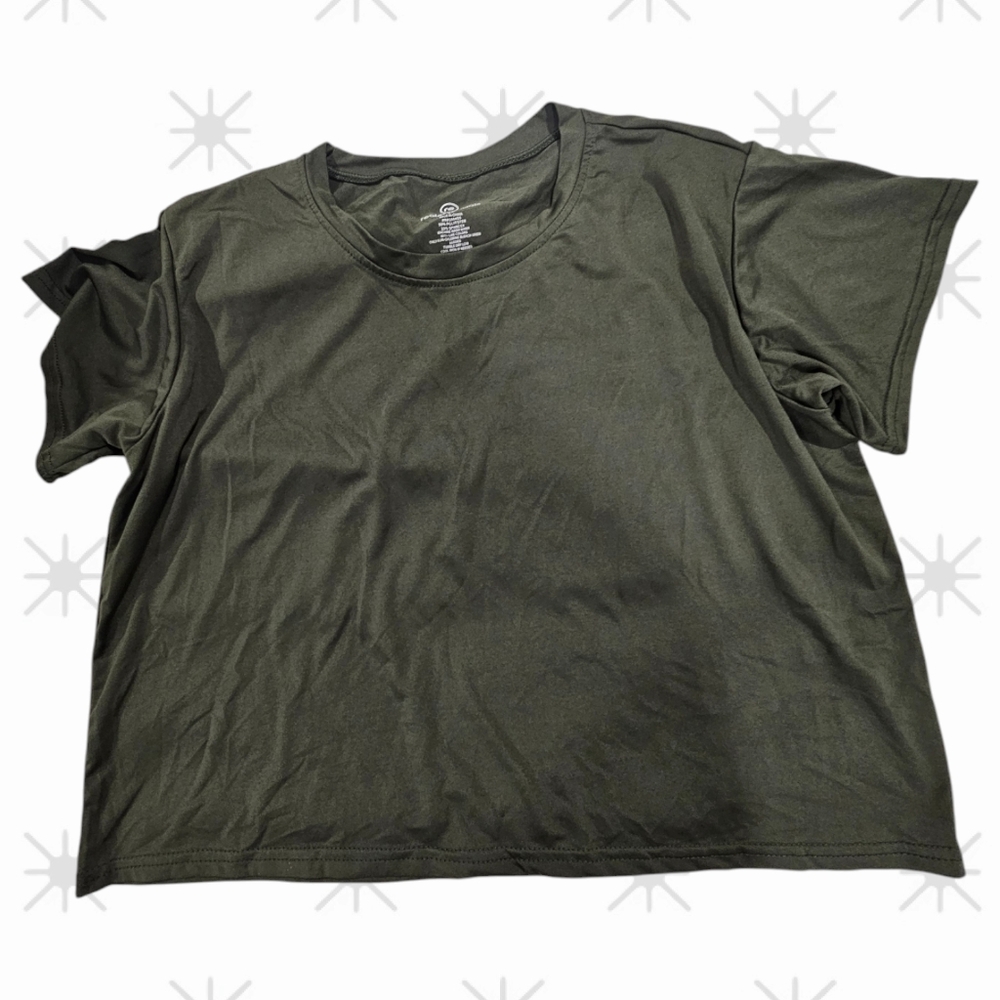 Real essential Women's Crop Tops Summer Short Sleeve Cotton Round Neck Casual L